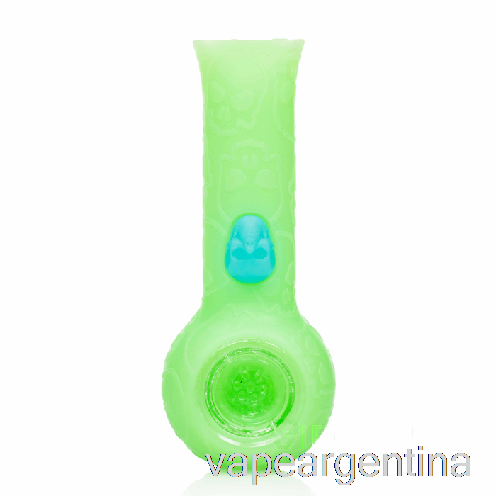 Tubo De Mano De Calavera De Silicona Stratus, Brillo Verde (verde Uv), Vape Descartable